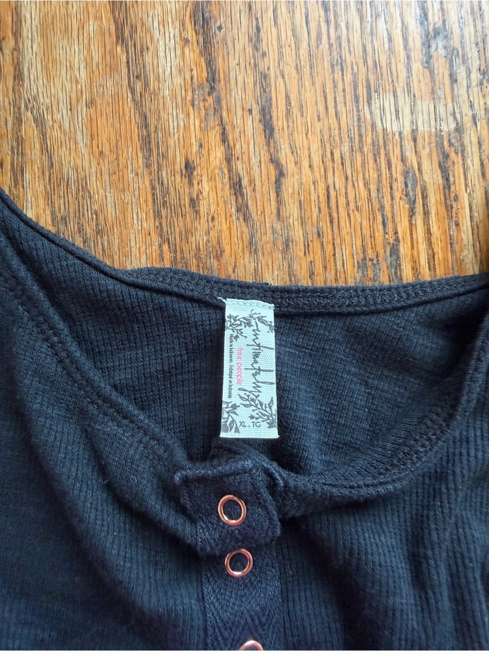 Free People Black Ribbed Button-Front Tank - Picture 2 of 3